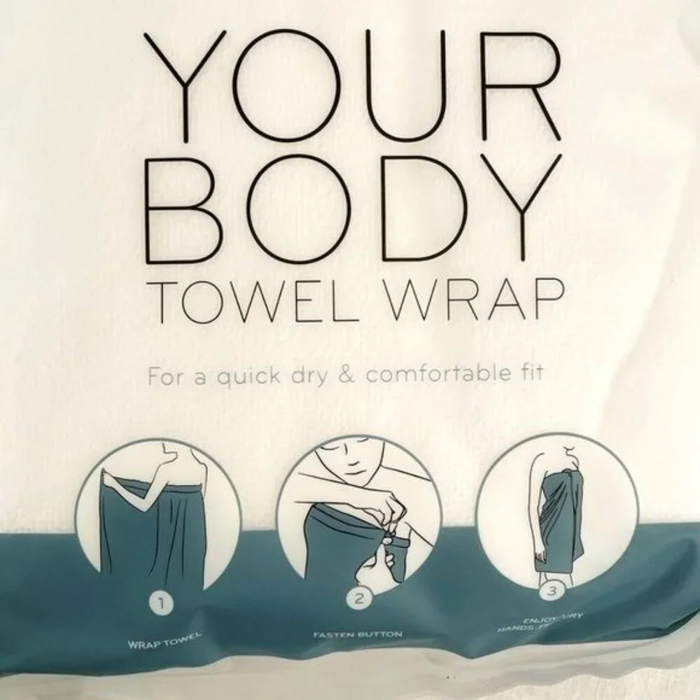 Daily Concepts White Body Towel Wrap Quick Dry Soft Secure Button Closure
